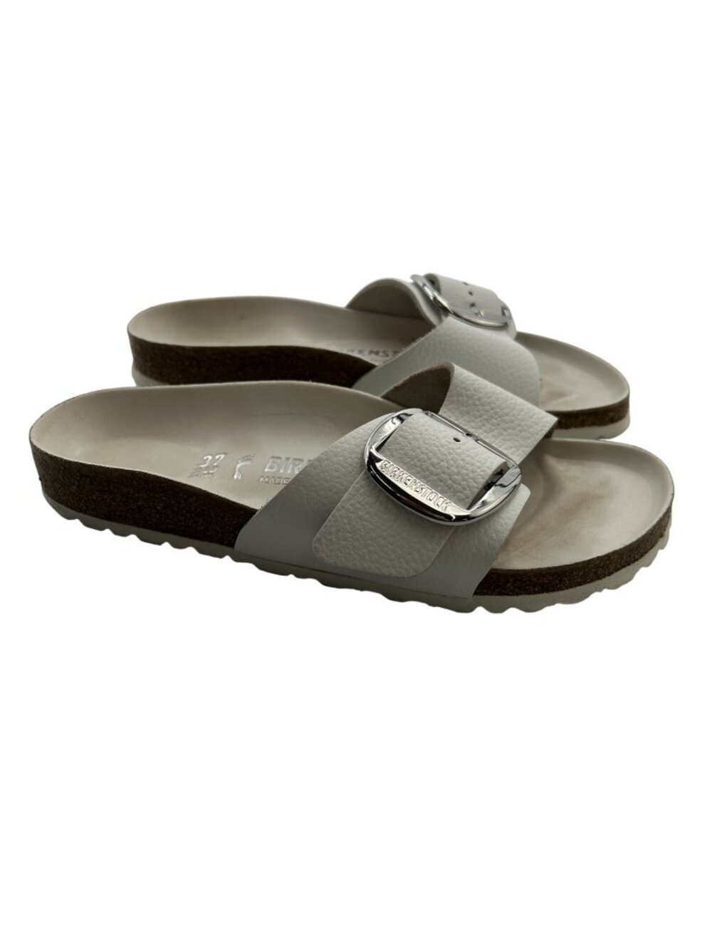 Birkenstock Madrid Big Buckle Size 37 M4 W6 White Leather Gold Buckle Sandals